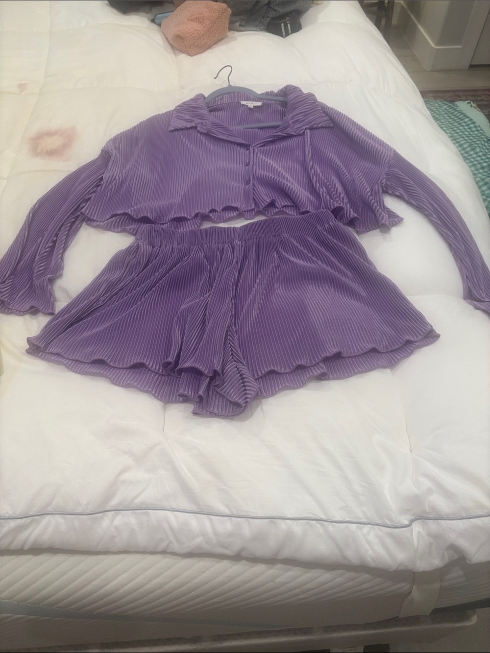 Better Be Lavender Pleated Two-Piece Loungewear Set